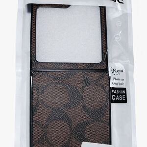 Brown Monogram GALAXY FLIP 5  COACH Pattern Sliding Phone Case